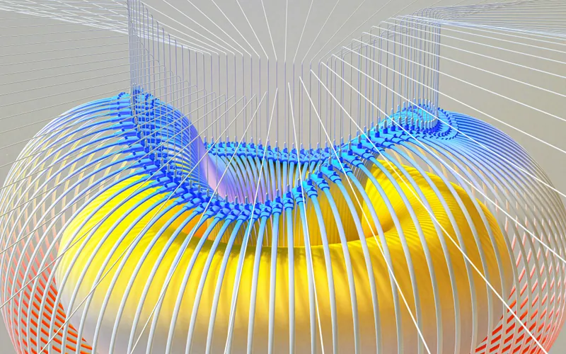 Clip preview in the Elements card: an abstract 3D render of a yellow ring wrapped in blue and white coils