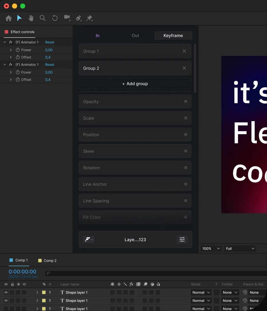 Flexile panel inside After Effects